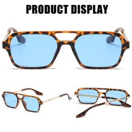 LOJUDI Retro 70s Pilot Sunglasses Mens Womens - Vintage Square Tinted Metal Sun Glasses UV400 Protection-Yellow Tortoise Frame/Grey Lens