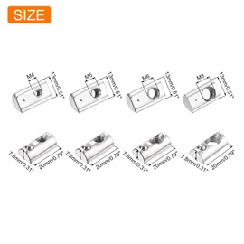 sourcing map 40Pcs M3/M4/M5/M8 T Spring Nut Half Round T Slot Nut T Slot Nuts Assortment Kit Roll-in Spring Ball Loaded Elastic Nuts Carbon Steel 3030 Series