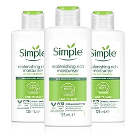 Simple Kind to Skin Replenishing Rich Moisturiser 125ml, 12 Hour Hydration, Pack of 3