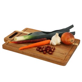 Elama Acacia Wood Rectangle Serving Board with Handle, Charcuterie Board, Cutting Board (16.5in x 11in)