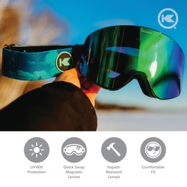 Knockaround Slingshots Snow Goggles for Men and Women - Anti-Glare and Fog Coating with full UV400 Protection, Green Machine