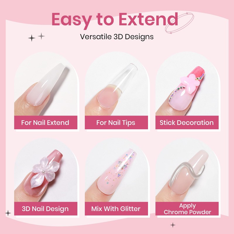 SUPWEE 3PCS Non-Stick Hand Hard Solid Builder Gel for Nail