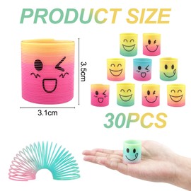 Lectorias Pack of 30 Children's Birthday Party Favours Spiral Toy, Small Gift Children's Rainbow Spiral, Small Gifts, Stair Runner Spiral, Rainbow Toy for Children, Mini Smiley Springs