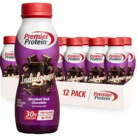Premier Protein Indulgence Protein Shake, 30g Protein, 3g Sugar, Decadent Dark Chocolate, 11.5 fl oz, Pack of 12