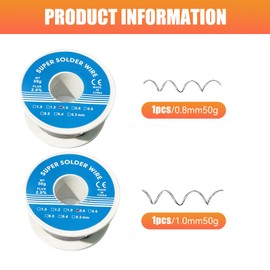 YOOSI Welding Wire, 2 Pieces Solder Wire, Solder Wire, Rosin Solder Wire, Soldering with Flux, Soldering for Electronic Repair (Diameter 0.8/1mm)