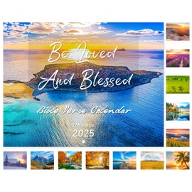 Calendar 2025-12 Month 2025 Wall Calendar JAN 2025 - DEC 2025, 2025 Calendar with Unruled Blocks, Christian Calendar 2025, Inspirational Calendar 2025, Bible Verse Calendar 2025, 11" x 17" (Open)