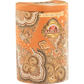 Basilur Caramel Dream Luxury Tin Caddy - 100g Loose Leaf Ceylon Black Tea with Caramel | Premium Flavored Gourmet Tea | Elegant Gift Tin | Smooth and Rich Dessert Tea