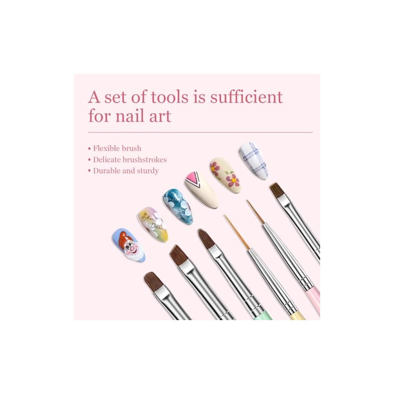 Juego de brochas profesionales para decoración de uñas de 6