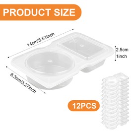SHUXIA 12PCS Reusable Snack Containers,Double Compartment SnackPots with Lids,Reusable Snack Pots,Portable Snack Box with Compartments,Dip Container Mini SnackPacks for Meal Prep,Work,Picnic,Travel