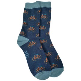 Purple Possum® Mens Socks Bike Cycling Bicycles Novelty Fun Bikes Bamboo Cotton Blend UK Shoe Size 7-11 (Navy Blue)