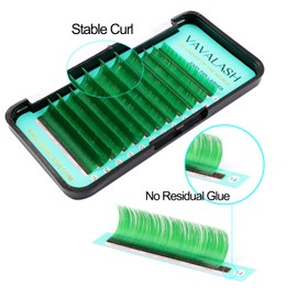 VAVALASH Colored Easy Fan Eyelash Extensions 0.07 CC Curl 13-20mm Mixed Lash Tray Green Self Fanning Lashes Colorful Volume lash extensions（Green,0.07-CC-13-20mm）