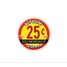 Spanish Price Decals for Gumball Machine. 25 Cent Candy Machine Vending Labels in Spanish Price Sticker for Spanish Speaking venues, 1.25" Round Vinyl Inside Mount - Vending Machine Supplies - (40pc)
