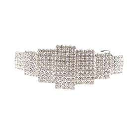 Womens Girls Crystal Rhinestone Diamante Wedding Birthday Party Evening School Ponytail Fine Medium Thick Hair Accessories Occasion Barrette Hairpin Grip French Spring Clip Rectangles (Silver Tone)