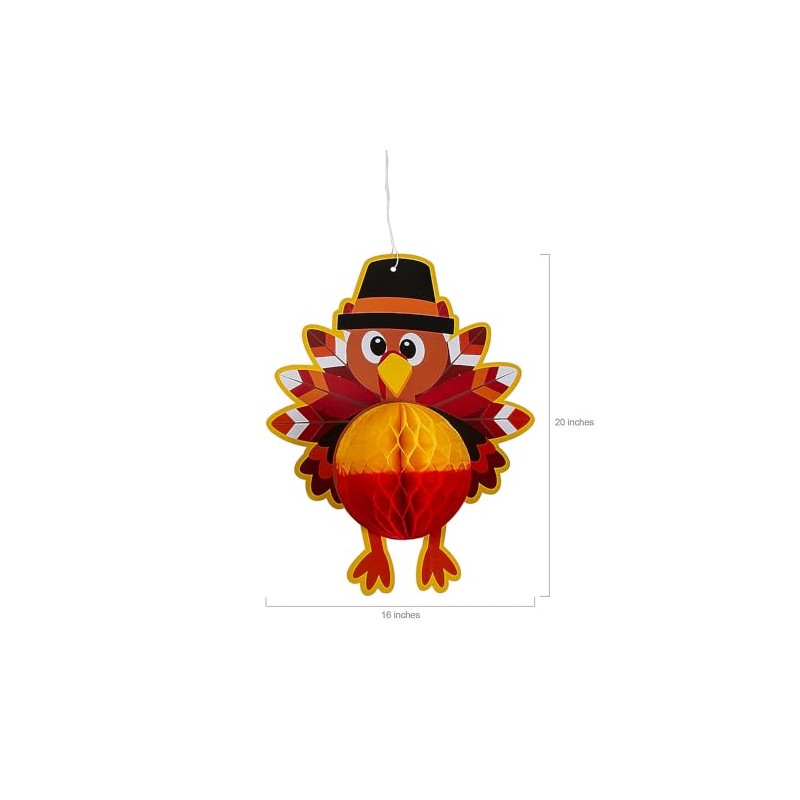 Fun Express 20" Large Turkey Honeycomb Hanging Decorations - 4