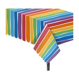 2 PCS Rainbow Disposable Tablecloths, Colorful Plastic Tablecloths, Rectangular Table Covers, Wedding Birthday Party Decoration Supplies 86 x 51 inches