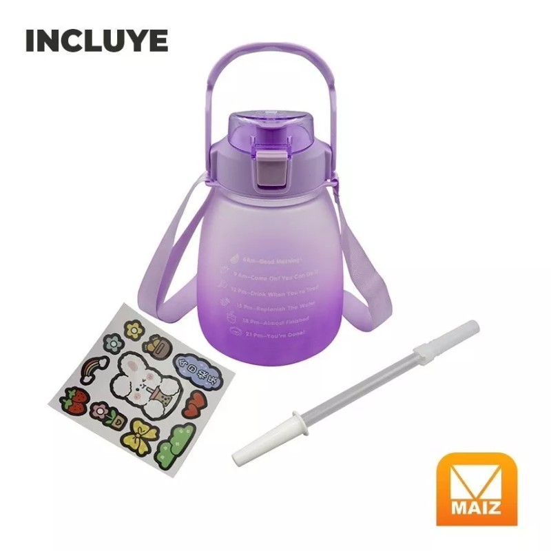 Maíz Botella Cilindro Agua Deportiva Motivacional Multicolor 1.3l