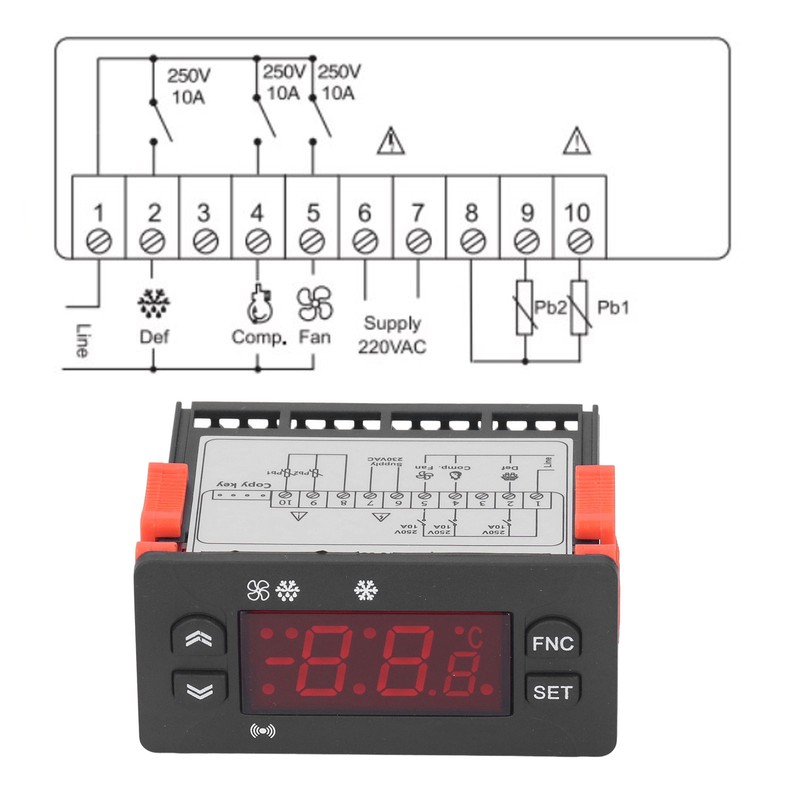 Temperature Controller Fahrenheit Celsius Switchable Digital Display NTC Sensor Thermostat