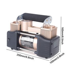 RENFANSHOP Double Cylinder Air Pump Kit, High Performance 12V Double Cylinder Car Auto Tire Inflator 150PSI Heavy Duty Air Pump Compressor Brown