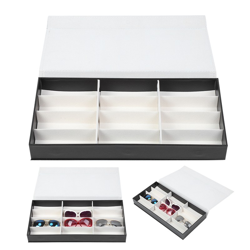 12 Grids Dustproof Jewelry Glasses Organizer Sunglasses Display Container Storage