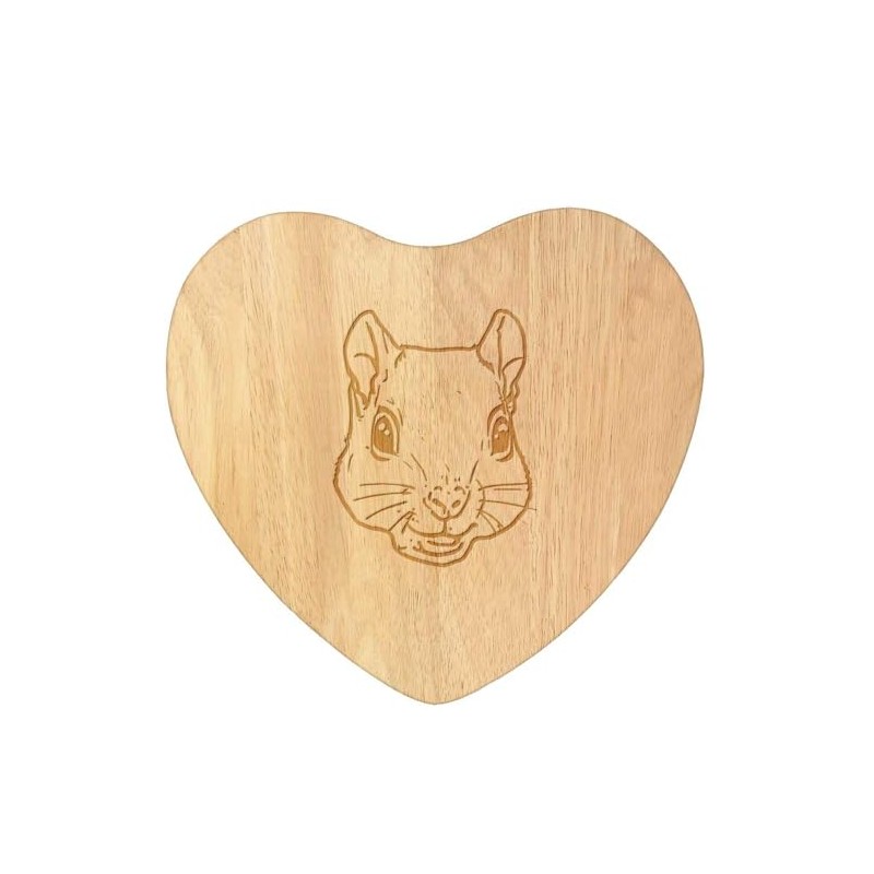 'Squirrel Face' Wooden Heart Shaped Chopping/Cutting Board (WB00079407)