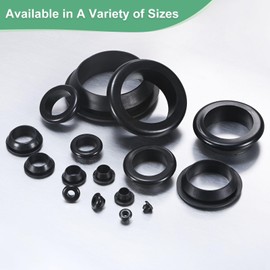 M METERXITY 30-Pack Cable Railing Rubber Grommets, 8mm Drill Hole 5mm ID Eyelet Ring Gasket for Wiring, Wire Cable, Automotive, Metal Cable Railing Post, Car Grommet [Black]