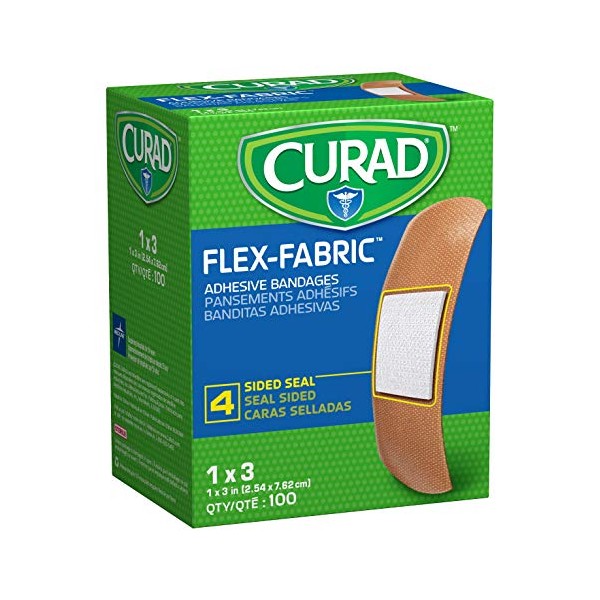Curad Flex Fabric Adhesive Bandages, Bandage Size is 1" x 3" (Box of 100)