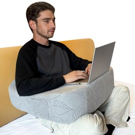 XYRONICA Laptop Desk Pillow, Gaming Pillow for Reading, Crochet Lap Support Suitable for Playing Games Reading and Working on The Bed Sofa and Car (Light Gray)