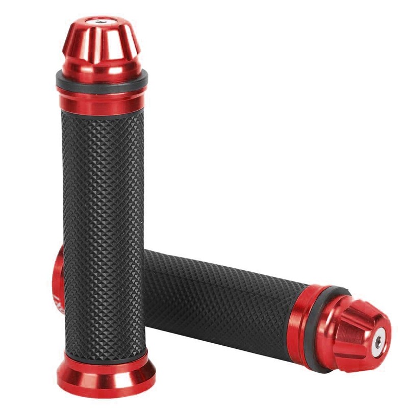 Qiilu Motorcycle CNC Aluminium Rubber Handlebar Grips for 7/8 Inch