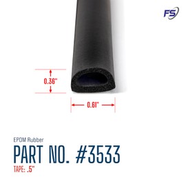 FlexSeals Rubber D Shaped Seal 25ft Length – 0.61”W, 0.36”H – Acrylic Foam Tape, Matte Finish, Weather Seal Strip to Keep Water, Dust & Debris Out of Cars, Trucks, ATV/UTVs, Doors, and More, Black