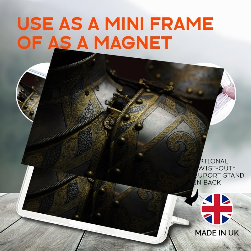 Classic Rectangle Magnet with Stand - Medieval Knights Armor History