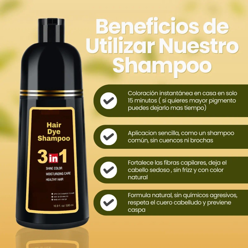 Shampoo Tinte Instantneo Cubre Canas Natural Jengibre