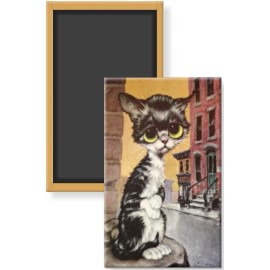 Big Eye Pity Kitty City Sidewalk Cat Image Fridge Locker Magnet 2 x 3 Rigid