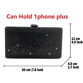 Boutique De FGG Crystal Evening Bags for Women Formal Party Box Clutch Wedding Rhinestone Handbags Bridal Clutch Purse,Mini, Blue, Small