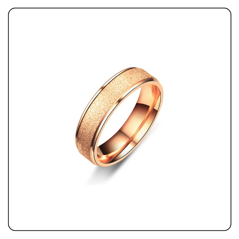 Fusamk Fashion Simple Rose Gold Stackable Rings Stainless Steel Sandblast