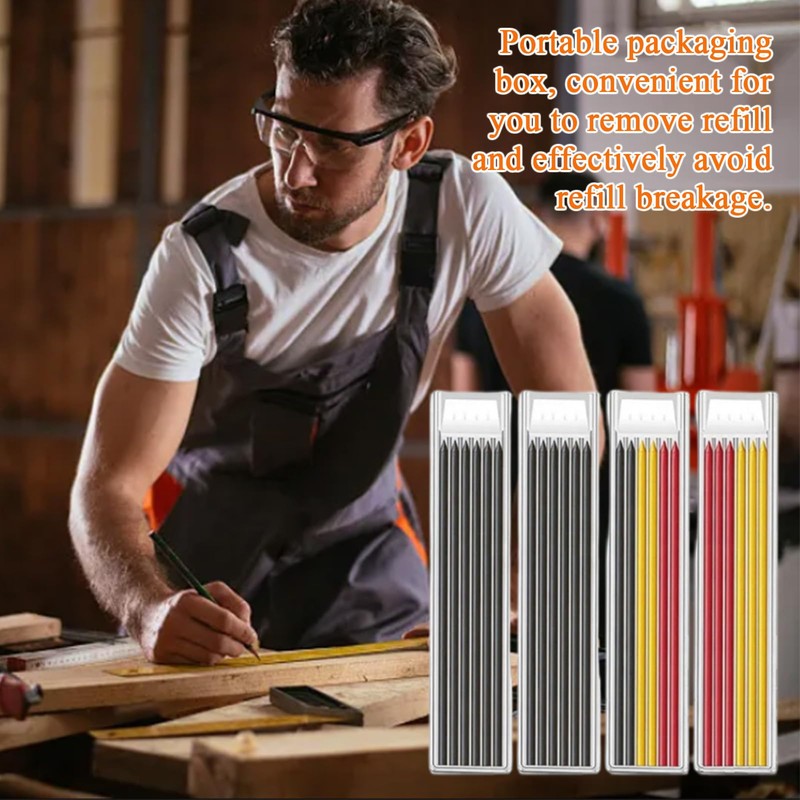 24PCS Tracer Pencil Refills, 2.8mm Carpenters Pencil Refills Replacement, Solid