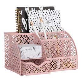 BLU MONACO - Organizador de computadora rosa claro, accesorios de computadora rosa lindo y femenino, almacenamiento de oficina para niñas y mujeres, almacenamiento de papel y almacenamiento de
