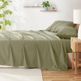 Hearth & Harbor 3 Piece Twin XL Sheets Set - 60% Microfiber, 40% Rayon Derived from Bamboo Sheets Twin XL Size Bed - Breathable Twin XL Bed Sheets Set Fits Up to 16" Deep Pocket - Sage