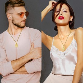 JSJOY Gold Initial Necklace for Women Mothers Day Necklace Initial Pendant K Necklaces Gold Necklace with Initial for Men Boys Graduation Gifts for Her 2023