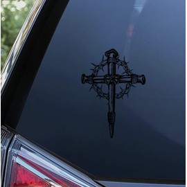 Cross Christian Religion Symbol Decal Sticker - Die Cut Vinyl Decal for Windows, Cars, Trucks, Tool Boxes, laptops (Black)