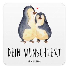 Mr. & Mrs. Panda 6er Set Personalisiertes Untersetzer Set Pinguin umarmen - Personalisierte Geschenke, Liebesbeweis, Liebesgeschenk, Paar, Liebe,
