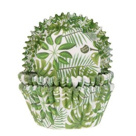 House of Marie 50 Muffin Cases Leaves | Monstera - Window Leaf | Palm Trees | Summer | Made of Paper