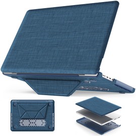 HXCASEAC Case Compatible with MacBook Pro 16 inch Case 2024 2023 2022 2021 with Foldable Stand, Anti-Scratching Protective Cover (M4 M3 M2 M1) A3186, A3403, A2991, A2780, A2485 Fabric, Navy