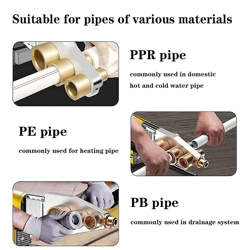 Plastic pipe welding tool，Plastic welder kit Contains welding heads of