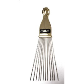 Gold handle pick comb long