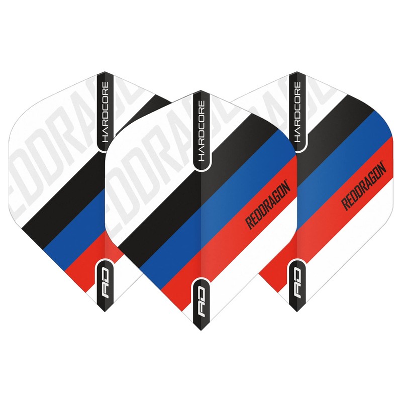 RED DRAGON Hardcore XT Tri-Stripe Dart Flights - 4 Sets