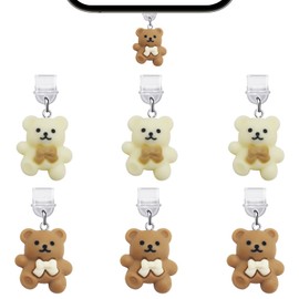 CYUXING 6Pcs Bear Charms for Kindle Dust Plug Charm Accessories Compatible with Type C/USB C Charging Port Zinc Alloy Protector Gift for Book Lover Reader Men Women