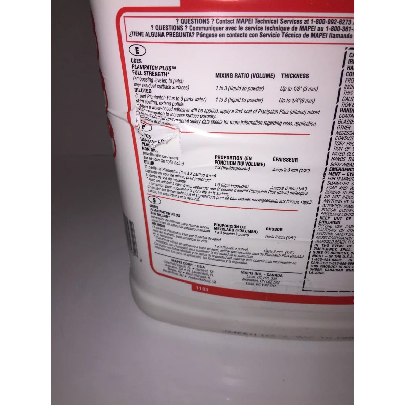 mapi NEW Mapei 1 Gallon Planipatch Plus 7050001 Item 3177