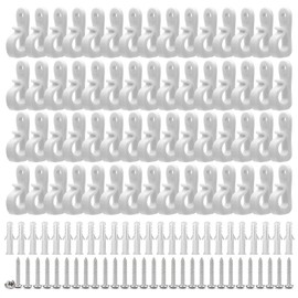 WYYFXY® Pack of 60 Q-Hanger Screw Hooks, Christmas Light Hooks, Outdoor Hook Screws for Garage, New Year, for Hanging Fairy Lights, Patio Lights (White)