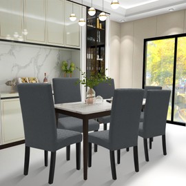 XINEAGE 2 Packs 2023 Newest Pattern Dining Chair Slipcover Parsons Chair Furniture Protector Stretch Chair Covers for Dining Room, Restaurant, Kitchen, Party (Dark Gray)