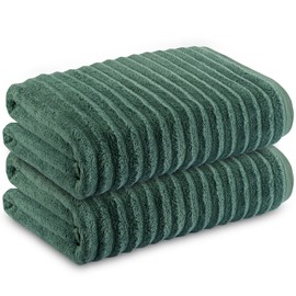 Towelogy Bamboo Extra Large Hand Towels 2-Pack -70x120 cm Premium Quality Soft and Absorbent Towels for Hotel Spa Bathroom | OEKO-TEX CERTIFIED (2, Green)